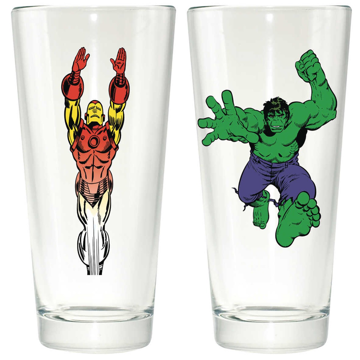 New Arrival Marvel Comics Hulk & Ironman Clear Pint Glass