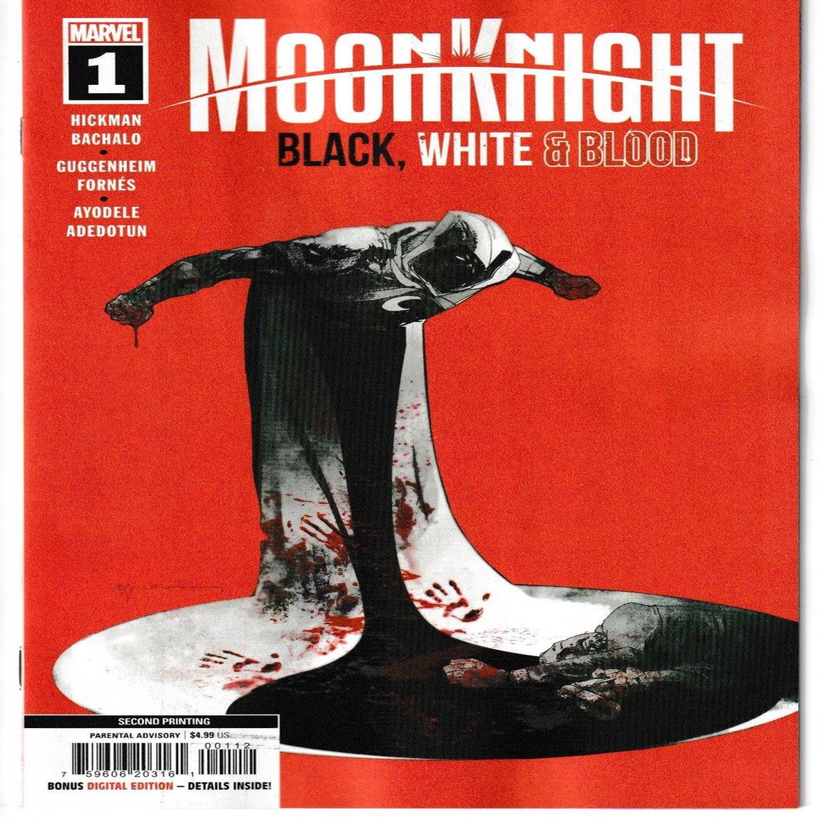 MOON KNIGHT BLACK WHITE BLOOD #1 (OF 4) 2ND PRINT SIENKIEWICZ (MARVEL 2022) "NEW UNREAD"