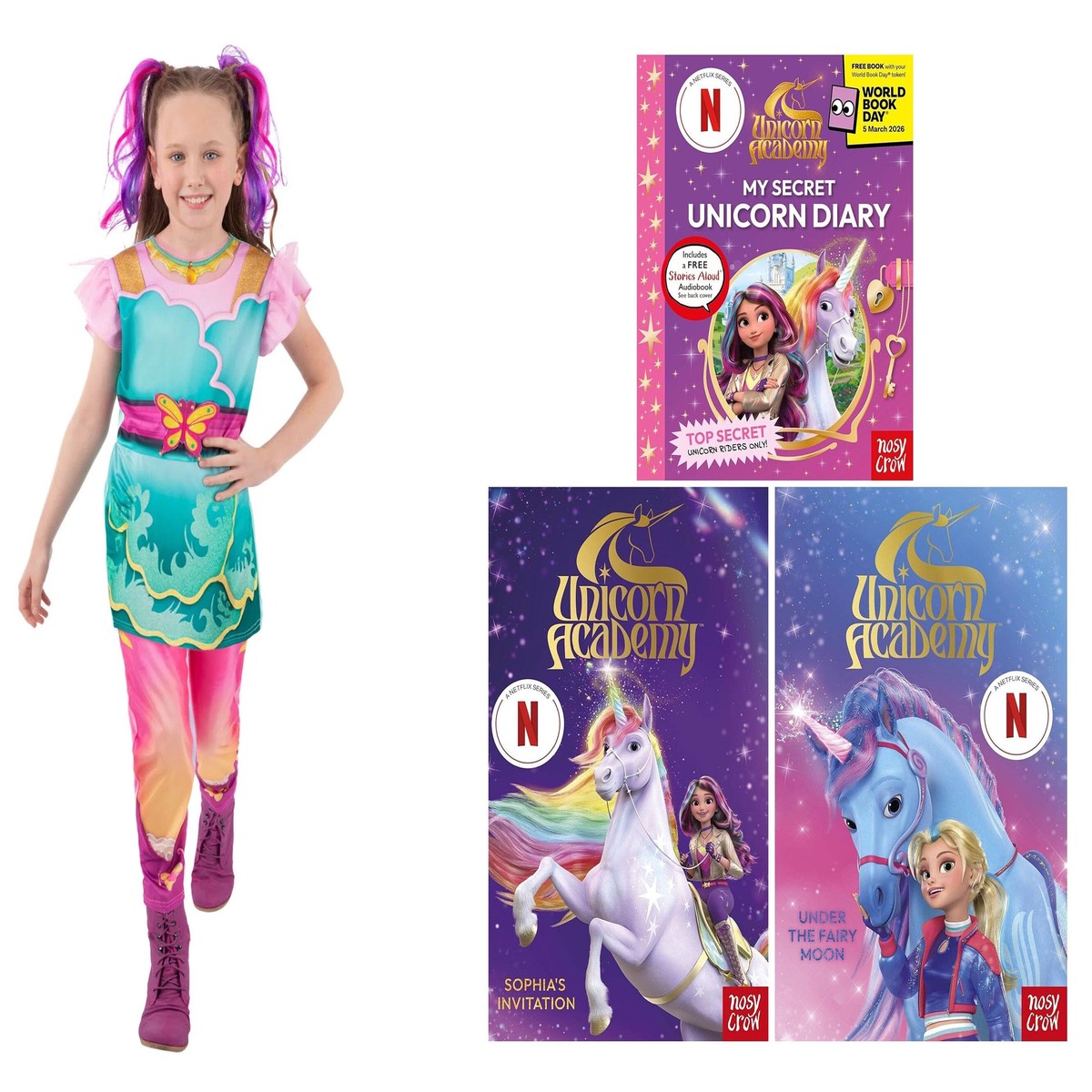 Unicorn Academy Series & My Secret Unicorn Diary: A World Book Day 2026 by Nosy Crow 3 Books Collection Set With Unicorn Academy Ava Costume