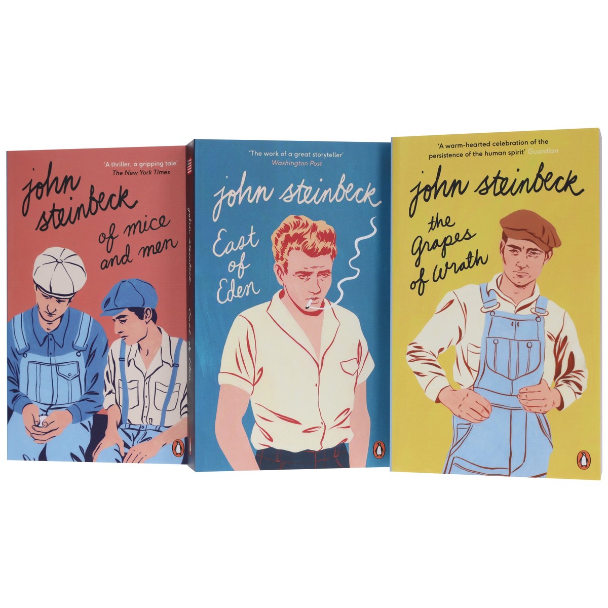 John Steinbeck Collection (The Grapes of Wrath, East of Eden, Of Mice and Men) 3 Books Set - Fiction - Paperback