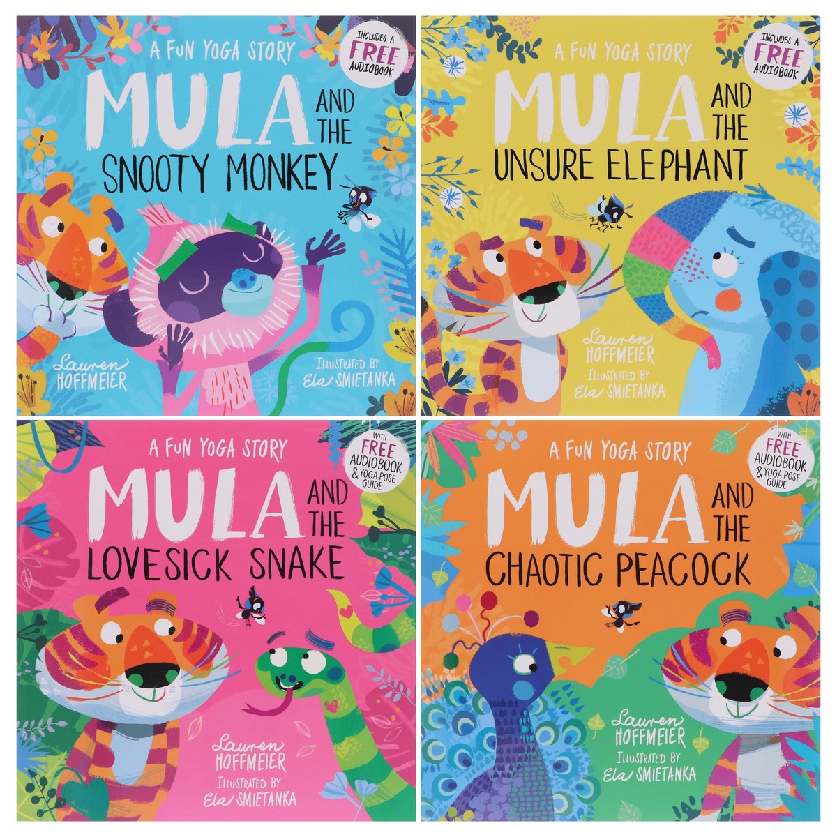 Mula and Friends Animal Fun Yoga Stories Illustrated 4 Picture Books Collection Set - Ages 3-6 - Paperback