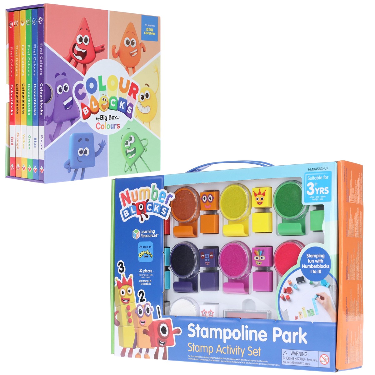 Colourblocks: My Big Box of Colours 6 Books & Numberblocks Stampoline Park Stamp Activity Collection Set - Ages 3+