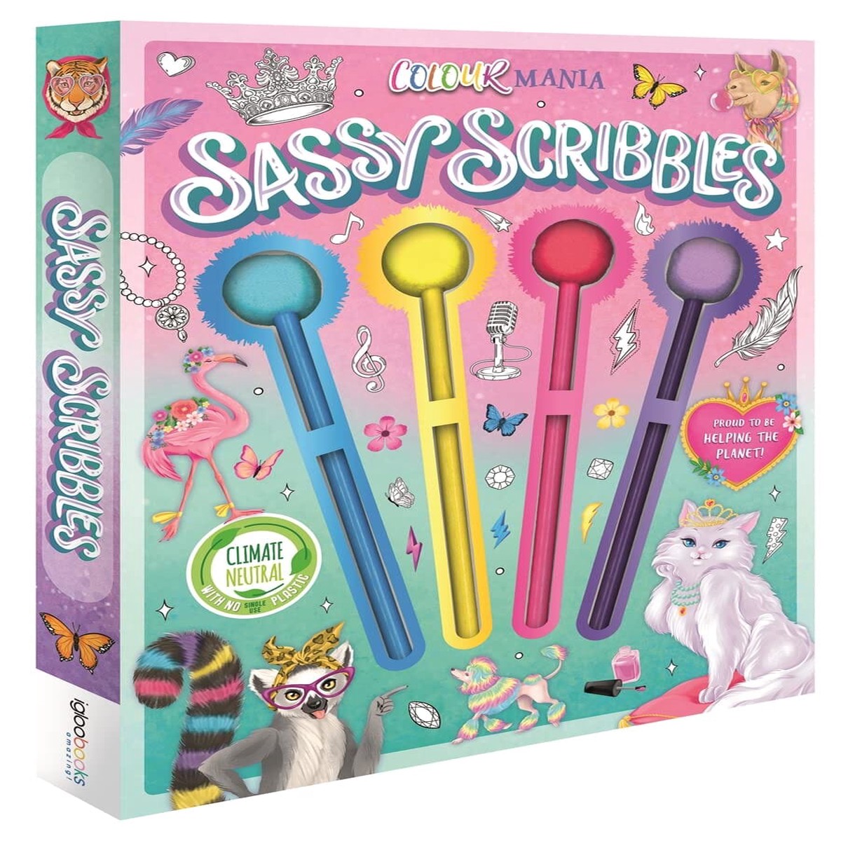Sassy Scribbles Coloring Book: With 4 Pom-Pom Color Pencils - Ages 8-12 - Paperback