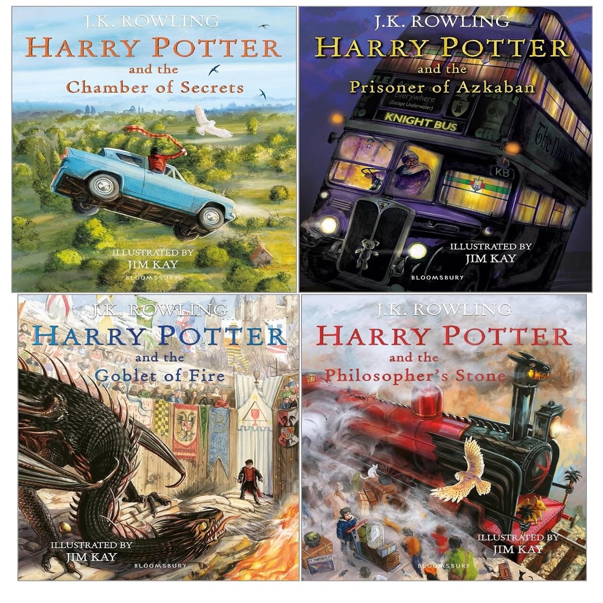 Harry Potter by J.K. Rowling Illustrated by Jim Kay 4 Books Collection Set - Ages 9+ - Paperback