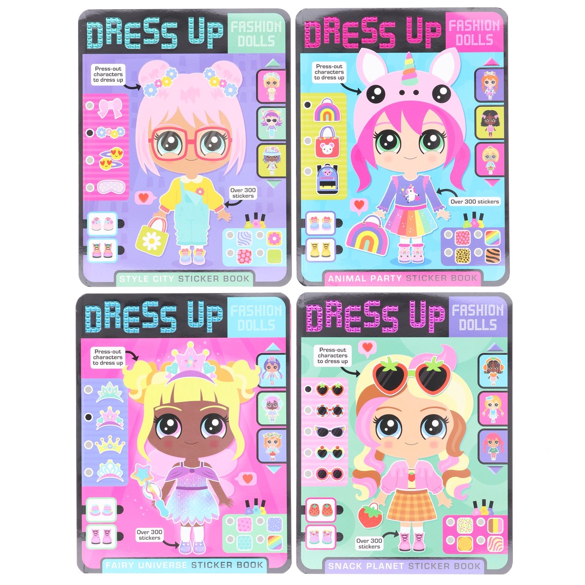 Dress Up Fashion Dolls Collection by Sophie Collingwood Illustrated 4 Sticker Activity Books Set - Ages 5+ - Paperback