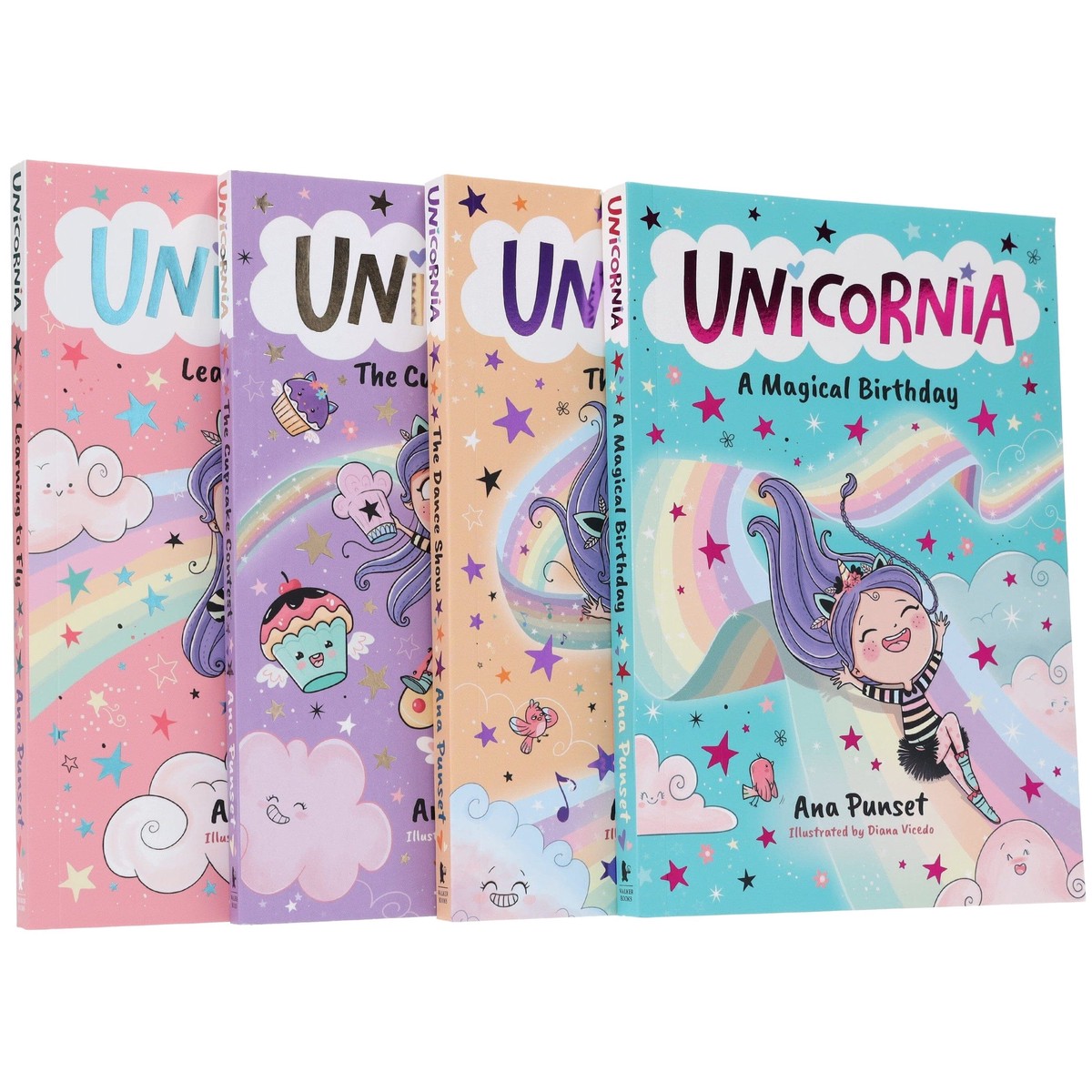 Unicornia Series: A Magical Unicorn School Fiction Story for Kids by Ana Punset Illustrated 4 Books Collection Set - Ages 5-10 - Paperback