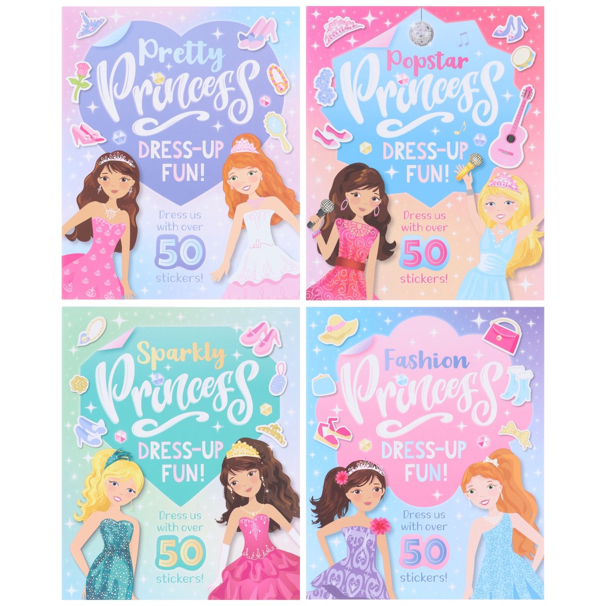 Princess Dress-Up Fun! Collection 4 Sticker Activity Books Set - Ages 4+ - Paperback