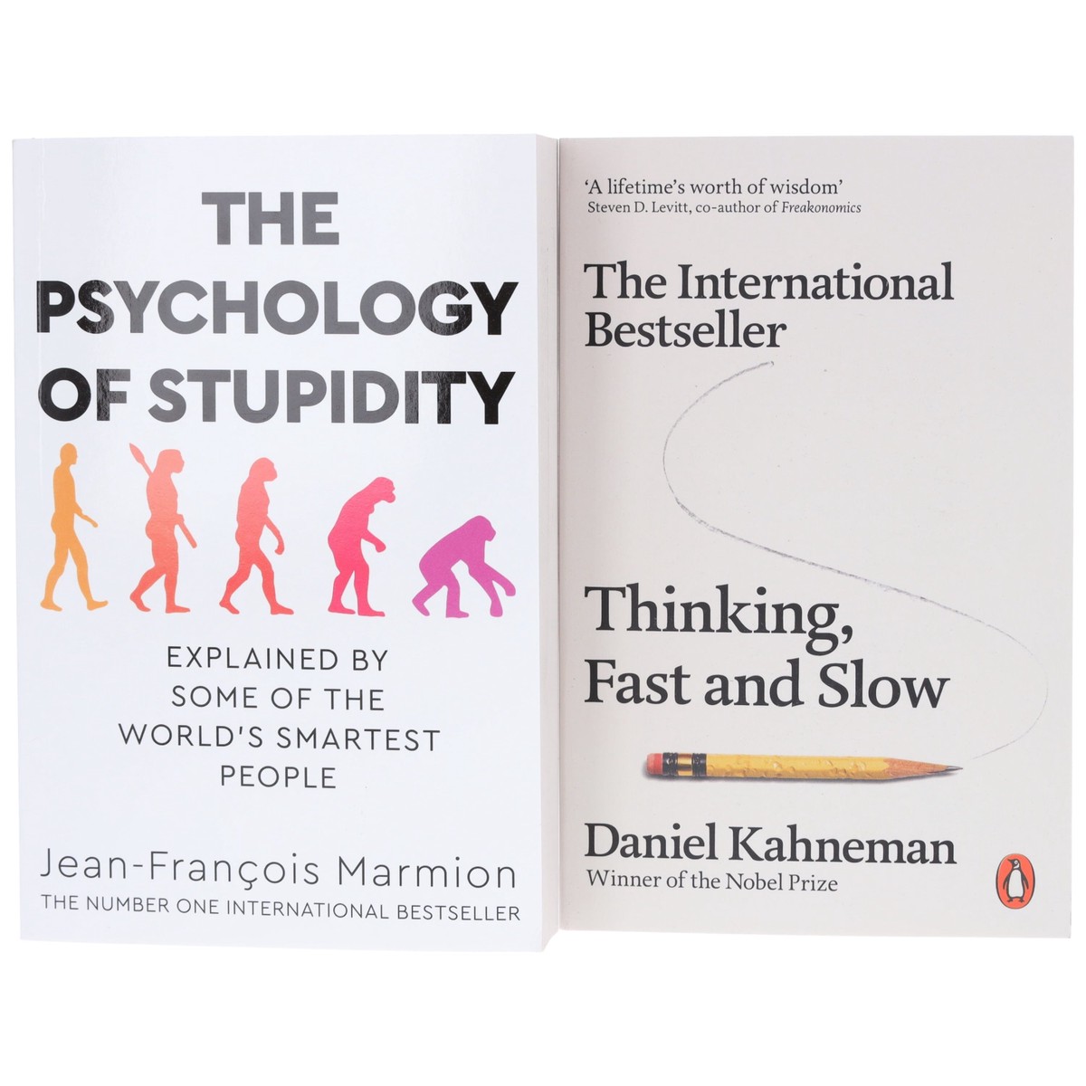 Thinking, Fast and Slow & The Psychology of Stupidity by Daniel Kahneman & Jean-Francois Marmion 2 Books Collection Set - Non Fiction - Paperback
