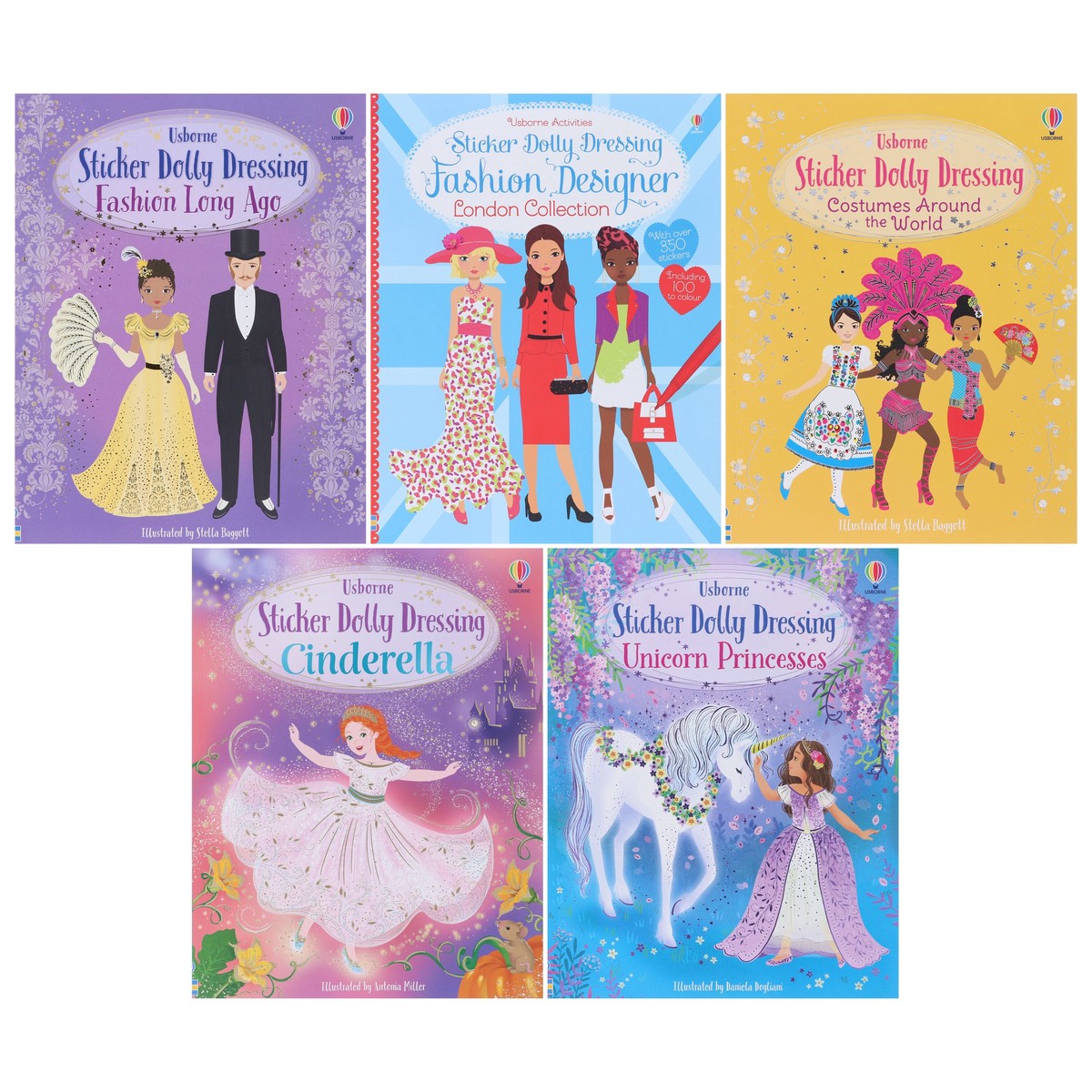 Usborne: Sticker Dolly Dressing Collection Illustrated 5 Books Set - Ages 5-8 - Paperback